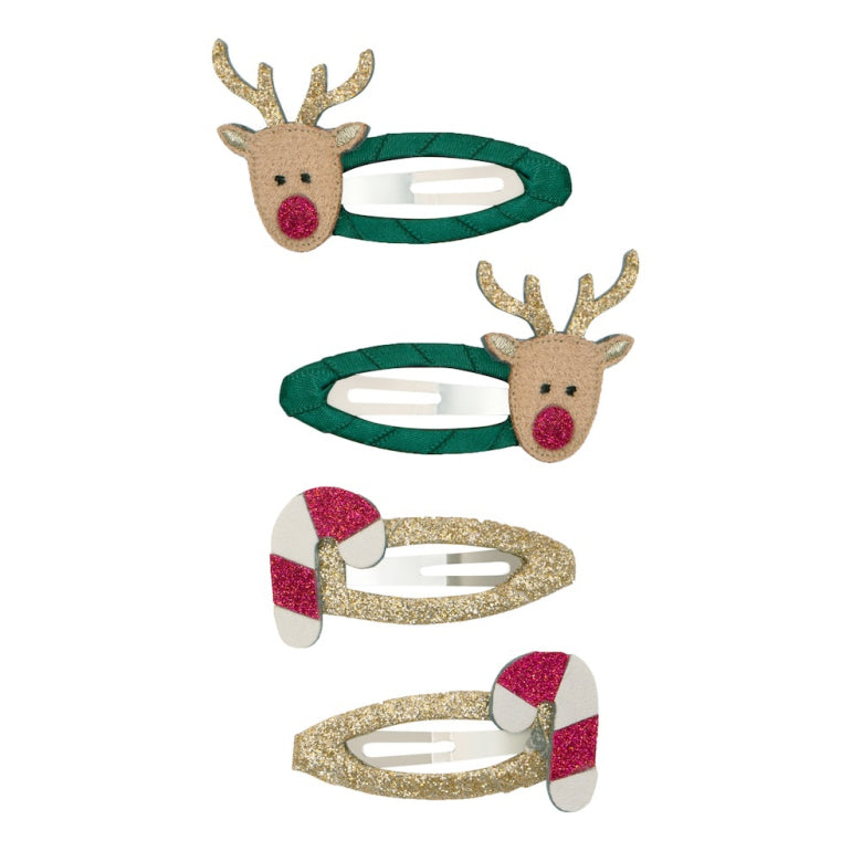 Mimi and Lula Clic Clac Hair Clips - Rudolph & Candy Cane Pack of 4
