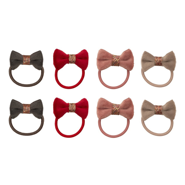 Mimi and Lula Hair Elastics - Christmas Velvet Bow Pack of 8