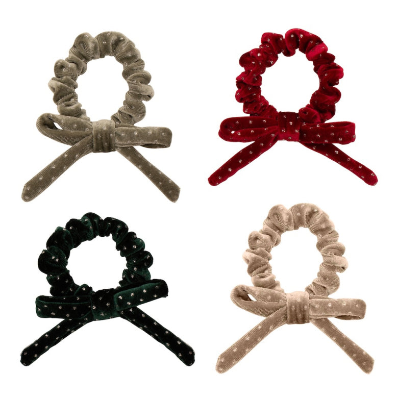 Mimi and Lula Hair Scrunchies - Christmas Velvet Bow Pack of 4
