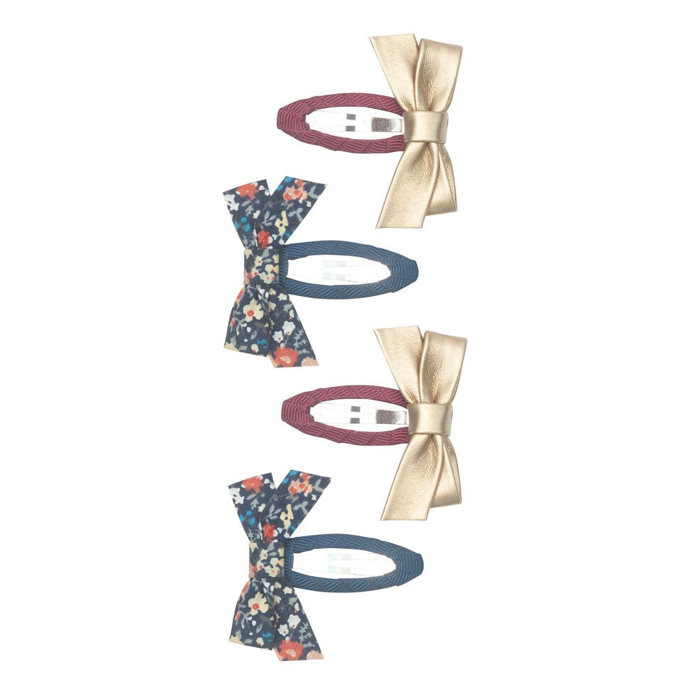 Mimi and Lula Clic Clac Hair Clips - Flora Bow Pack of 4