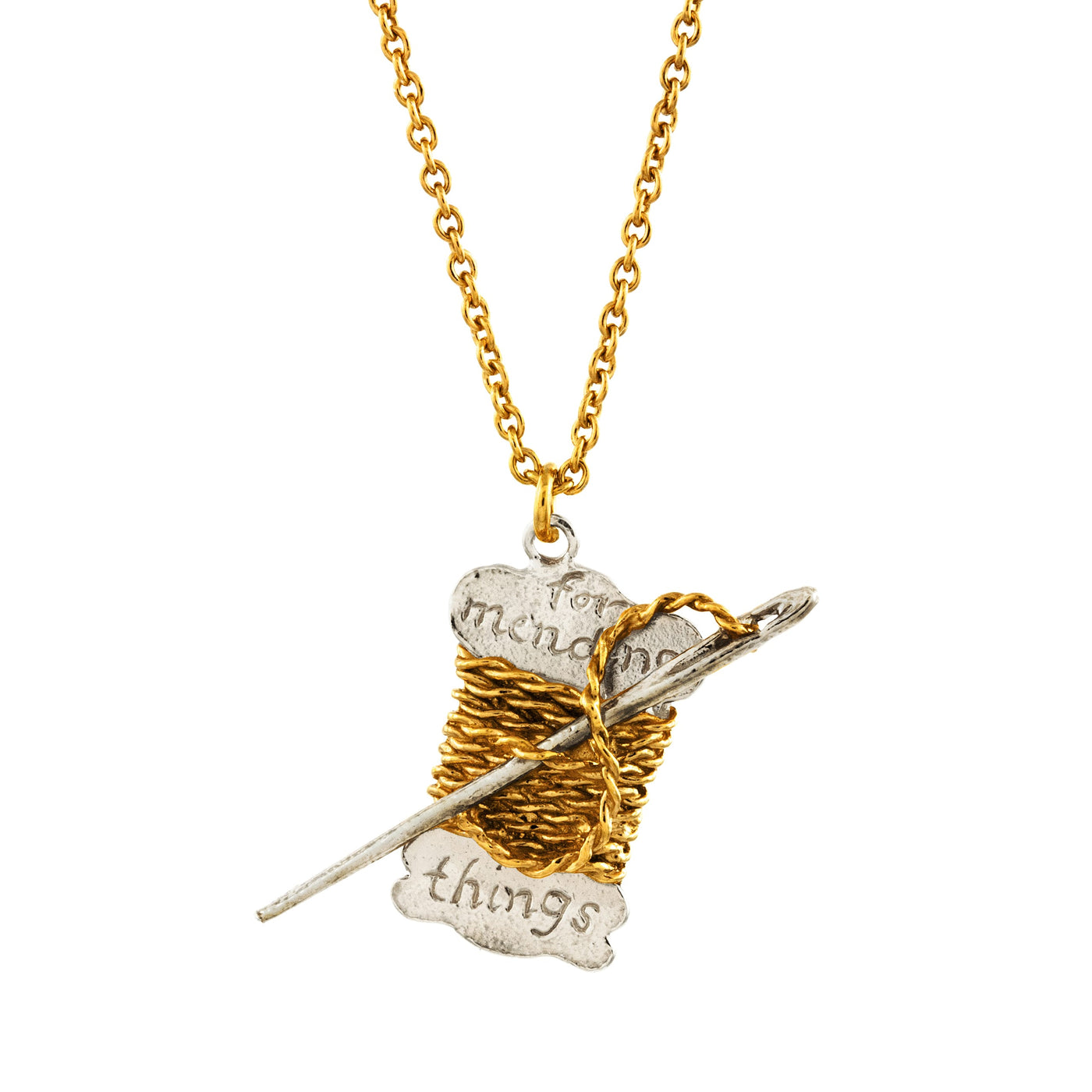 Twine & Needle 'For Mending Things' Necklace - Gold Plate