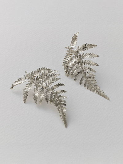 Statement Fern Earrings - Silver