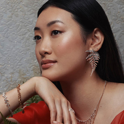 Statement Fern Earrings - Silver