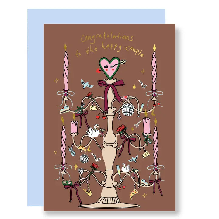Candelabra Foiled Wedding Card