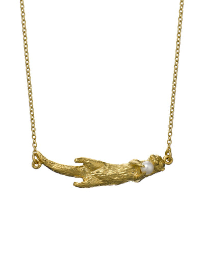 Otter and Pearl Inline Necklace - Gold