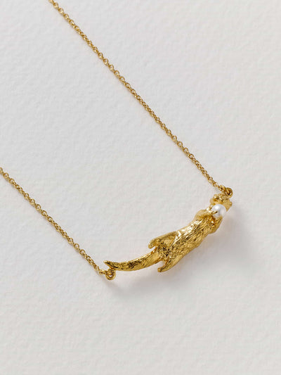 Otter and Pearl Inline Necklace - Gold