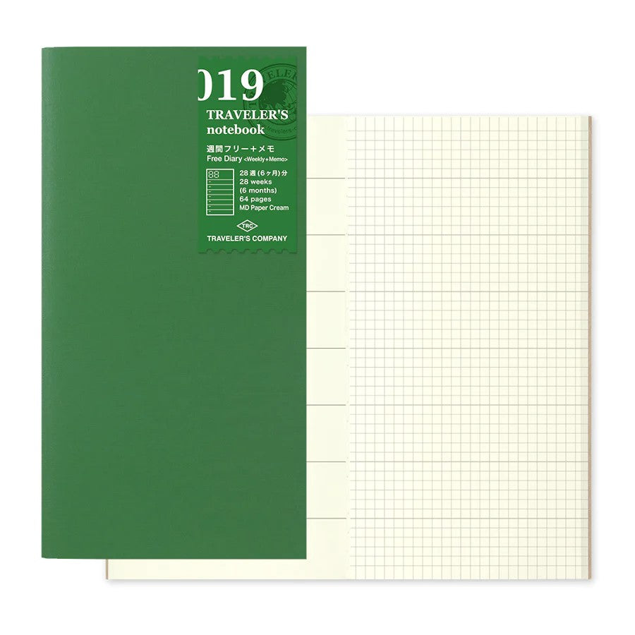 019 Free Weekly Diary & Grid Notebook - TRAVELER'S Notebook Insert