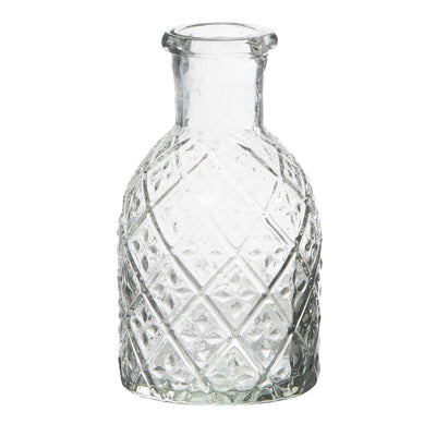 Small Glass Apothecary Bottle or Candle Holder - Patterned