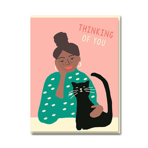 Cat Girl Thinking Of You Card