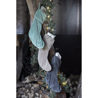 Velvet Christmas Stocking - Dark Grey