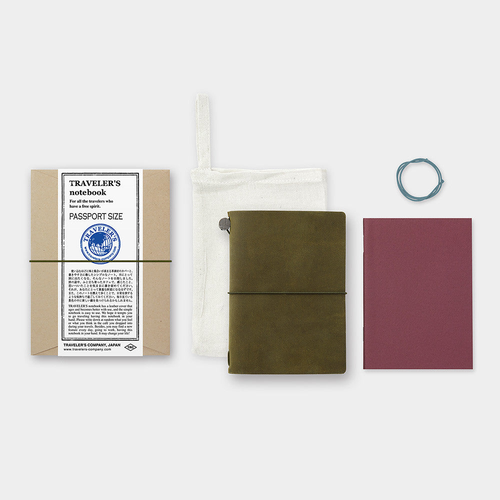 Passport Sized Traveler's Notebook Starter Kit - Olive Leather