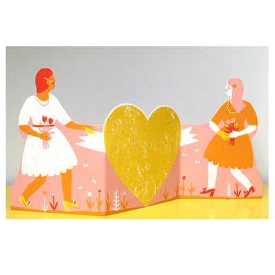 Two Women Concertina Heart Card