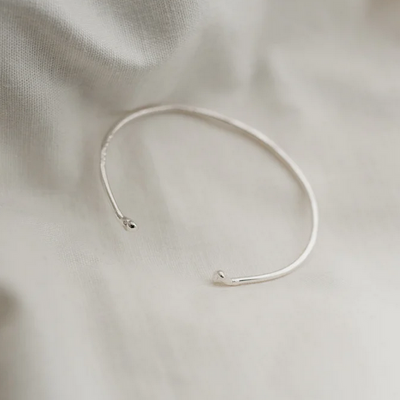 Molten Silver Open Bangle