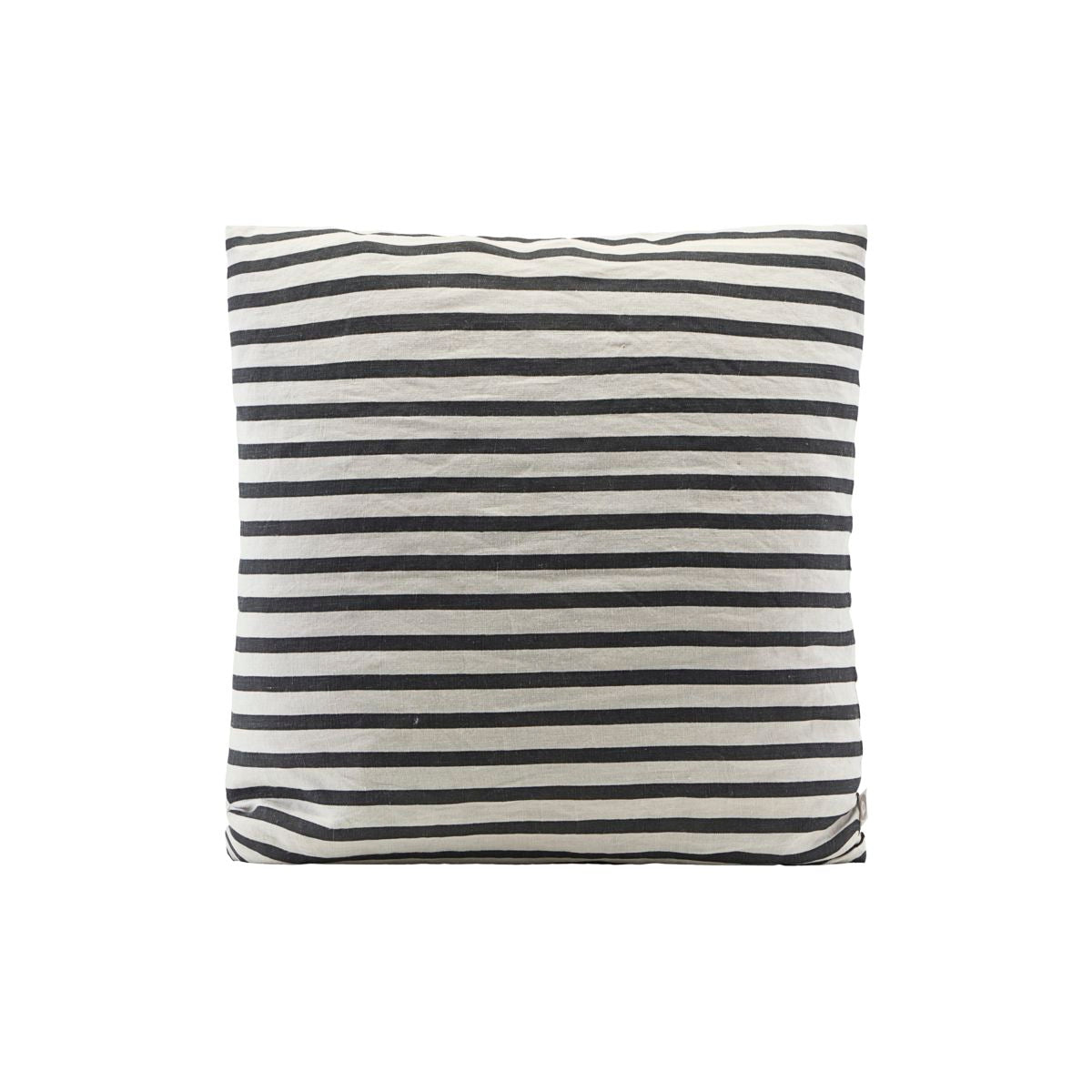 Linen Cushion Cover - Black and Grey Stripe 60x60cm
