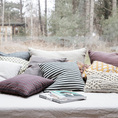 Linen Cushion Cover - Black and Grey Stripe 60x60cm