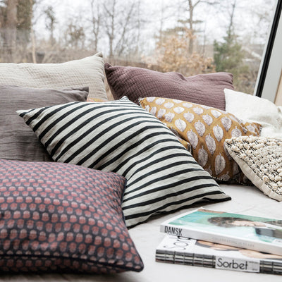 Linen Cushion Cover - Black and Grey Stripe 60x60cm