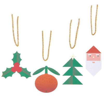 Mixed Christmas Tags with Gold Pipe Cleaners