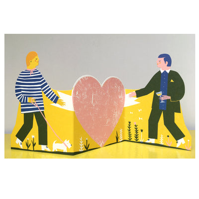 Two Men Concertina Heart Card