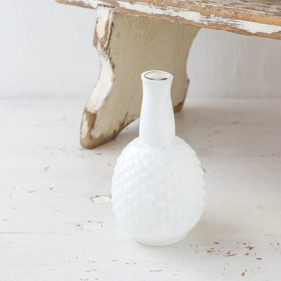 13cm Recycled Milk Glass Ridged Bud Vase - White