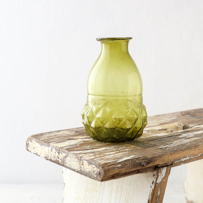 12cm Recycled Glass Bud Vase - Green