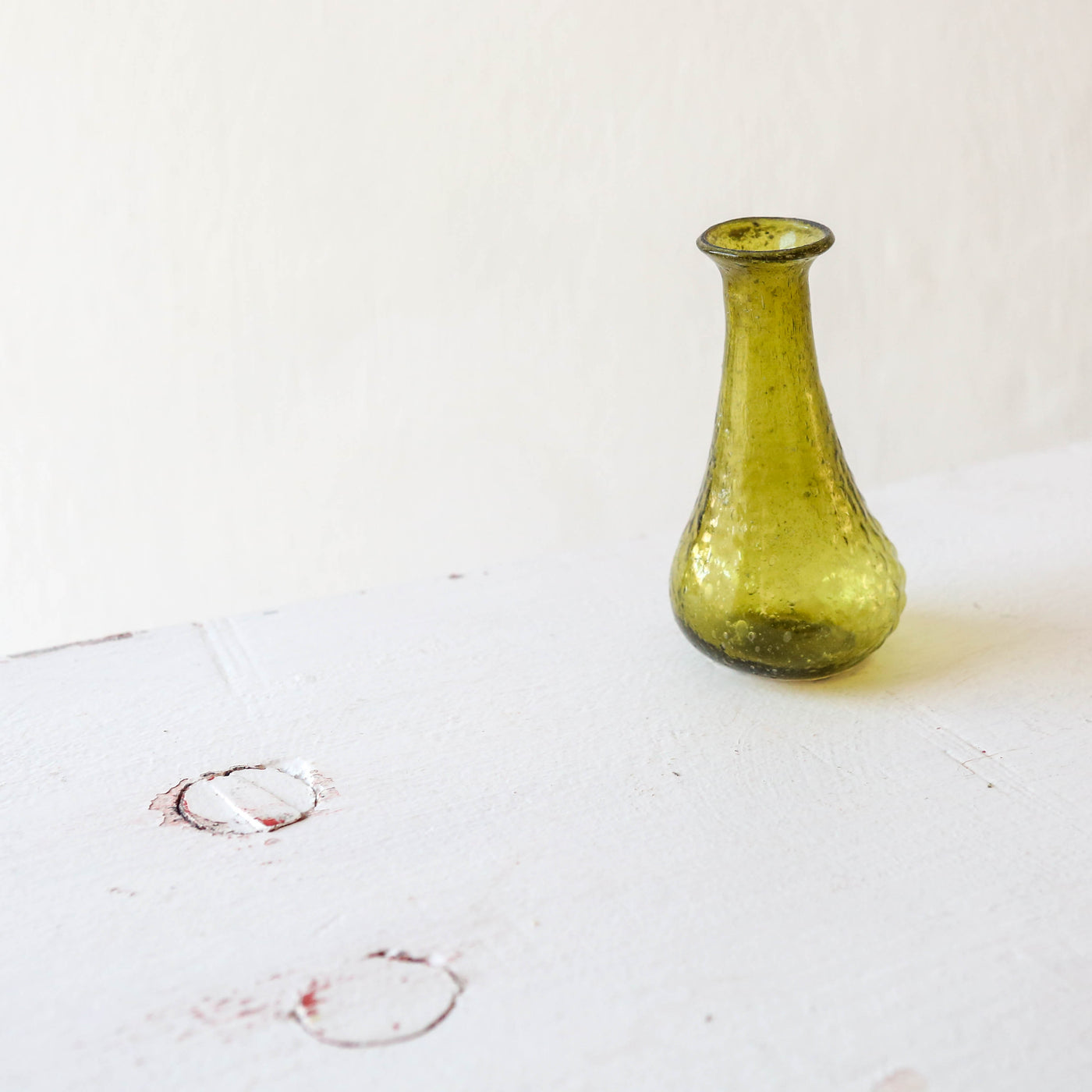 Small Recycled Glass Ridged Bud Vase - Green