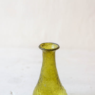 Small Recycled Glass Ridged Bud Vase - Green