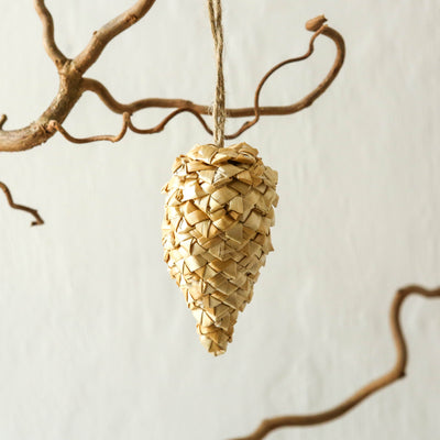SALE Straw Cone Hanging Bauble