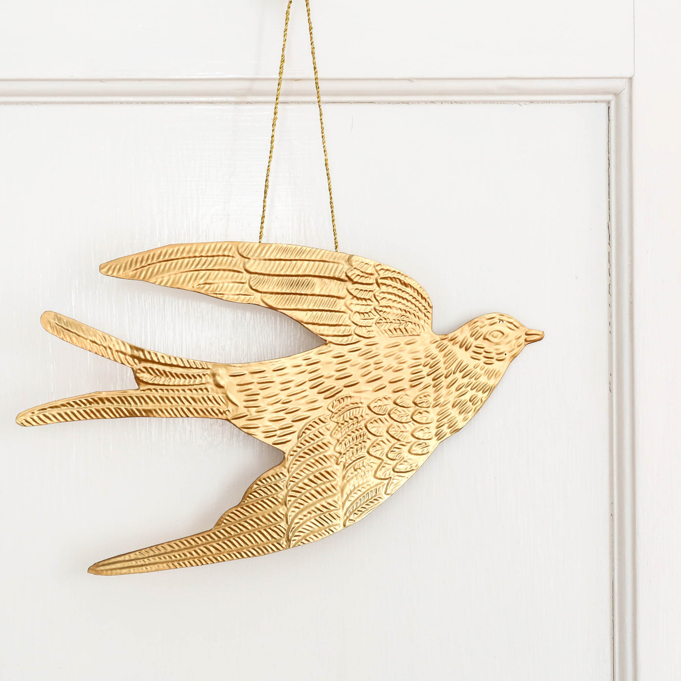 Large Hanging Dove Decoration - Antique Brass