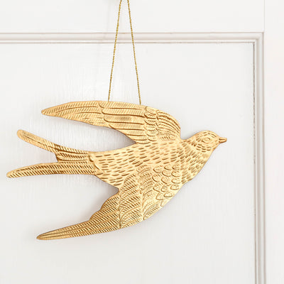 Large Hanging Dove Decoration - Antique Brass