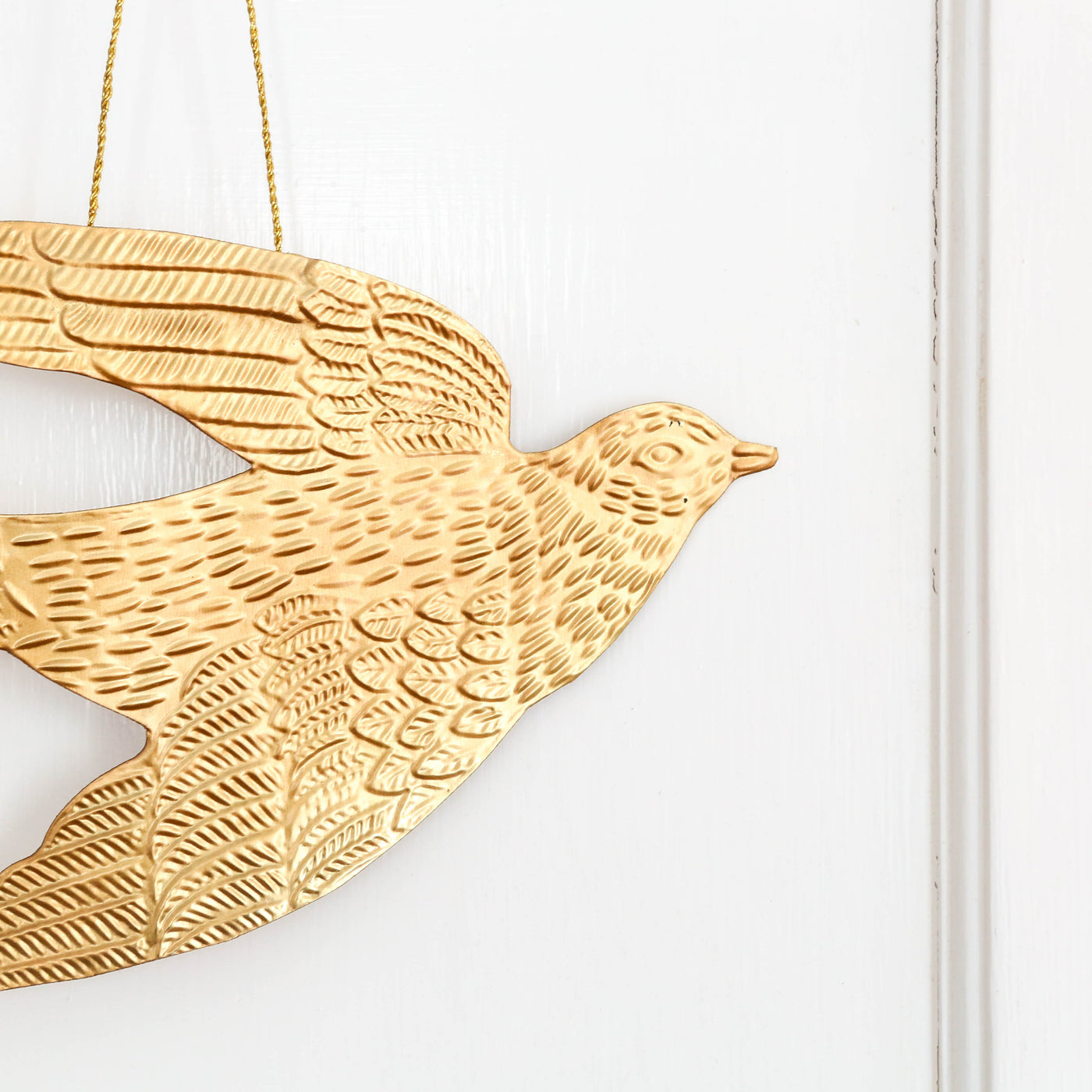 Large Hanging Dove Decoration - Antique Brass