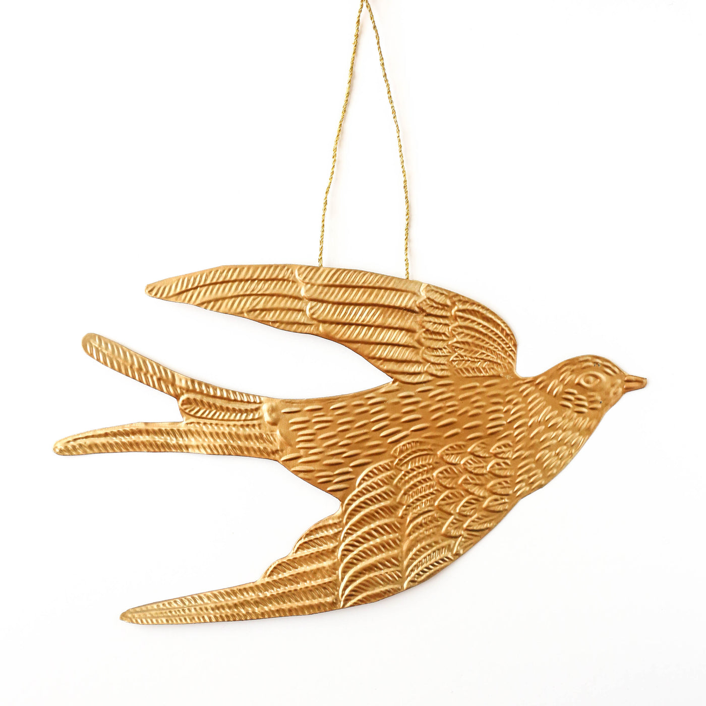 Large Hanging Dove Decoration - Antique Brass