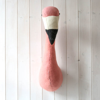 Wall Mounted Felt Flamingo Head - Medium