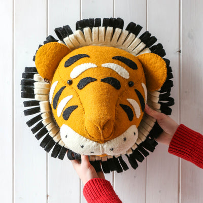 Wall Mounted Felt Tiger Head - Large