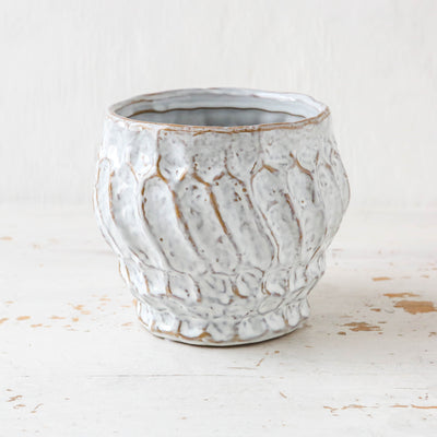 Cami White Stoneware Planter