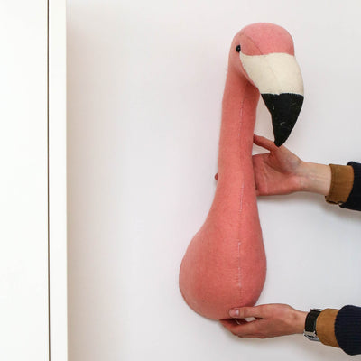 Wall Mounted Felt Flamingo Head - Medium