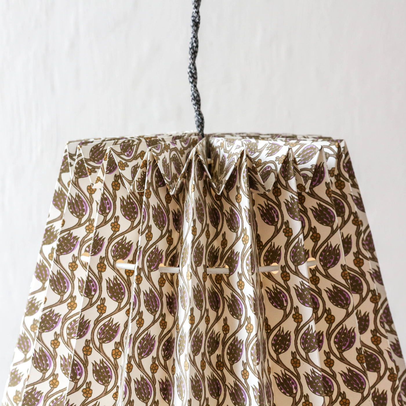 Lotus Block Printed Lampshade - Lavender