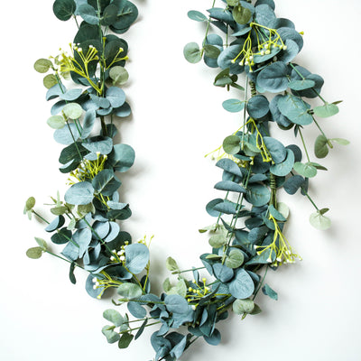 Eucalyptus & White Flower Garland - 120cm
