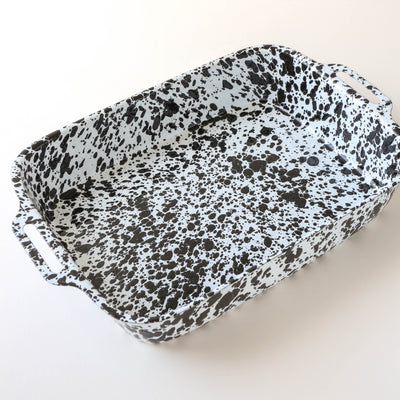 Splatter Enamel Lasagne Pan - Black and White