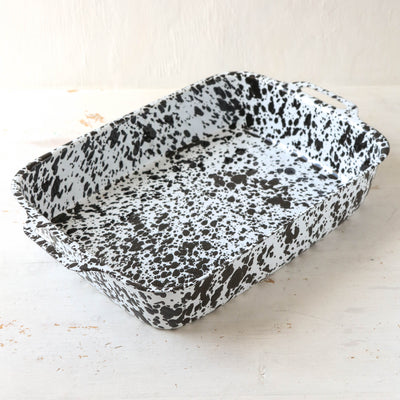 Splatter Enamel Lasagne Pan - Black and White