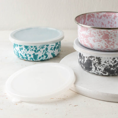 Splatter Enamel Food Storage Bowl