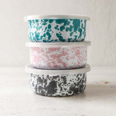 Splatter Enamel Food Storage Bowl