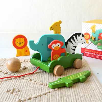 Safari Animals Wooden Bowling