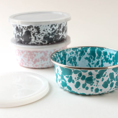 Splatter Enamel Food Storage Bowl