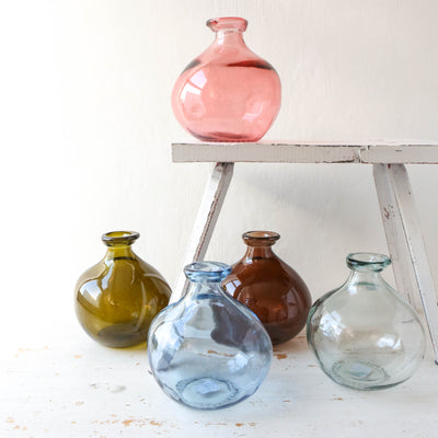 Recycled Glass Short Round Bottle Vase