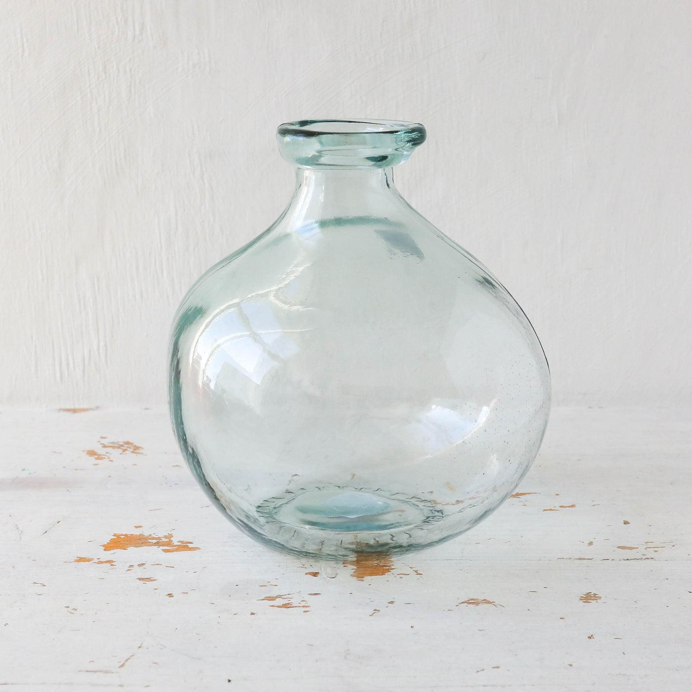 Recycled Glass Short Round Bottle Vase