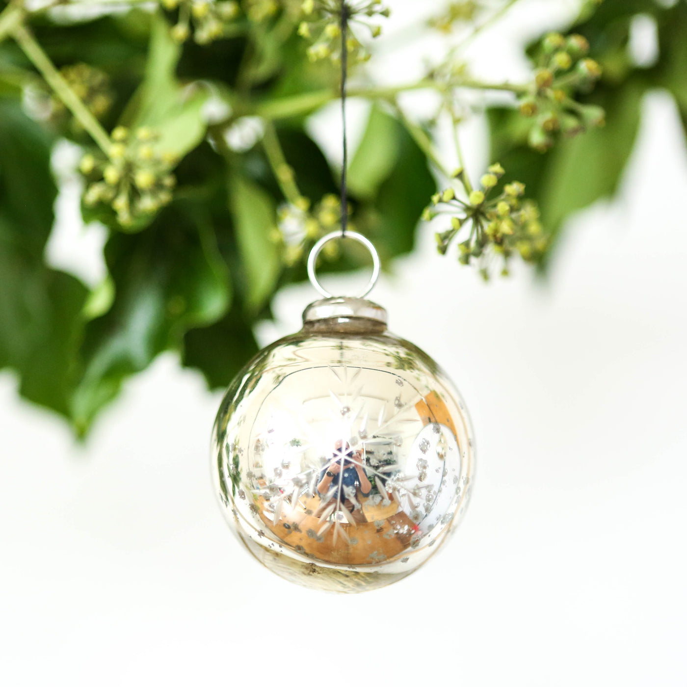 5cm Etched Snowflake Bauble - Silver