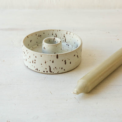 Speckled Ceramic Candle Holder - For Dinner Candles