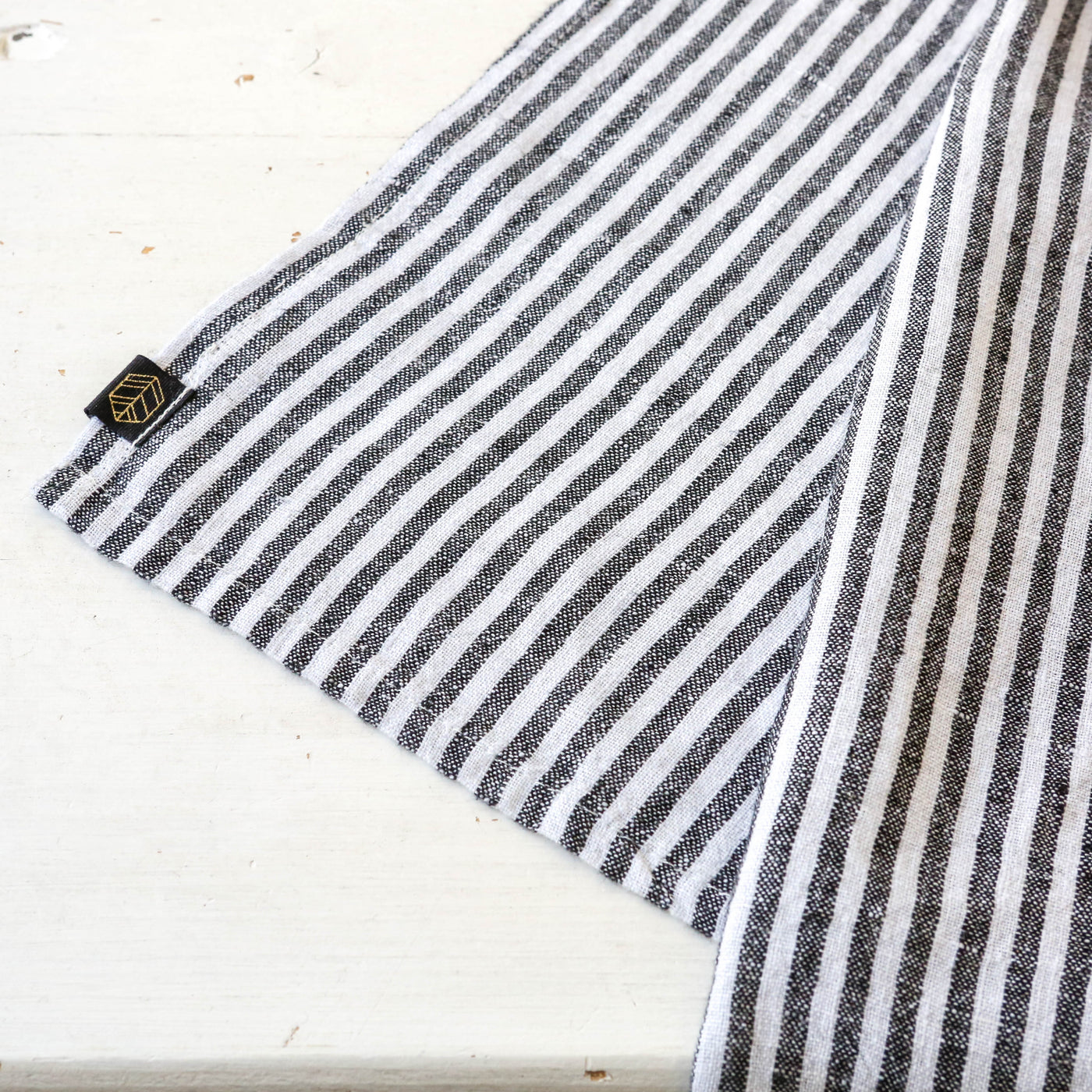 Washed Linen Tablecloth - Black Stripe 160 x 250 cm