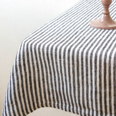 Washed Linen Tablecloth - Black Stripe 160 x 250 cm