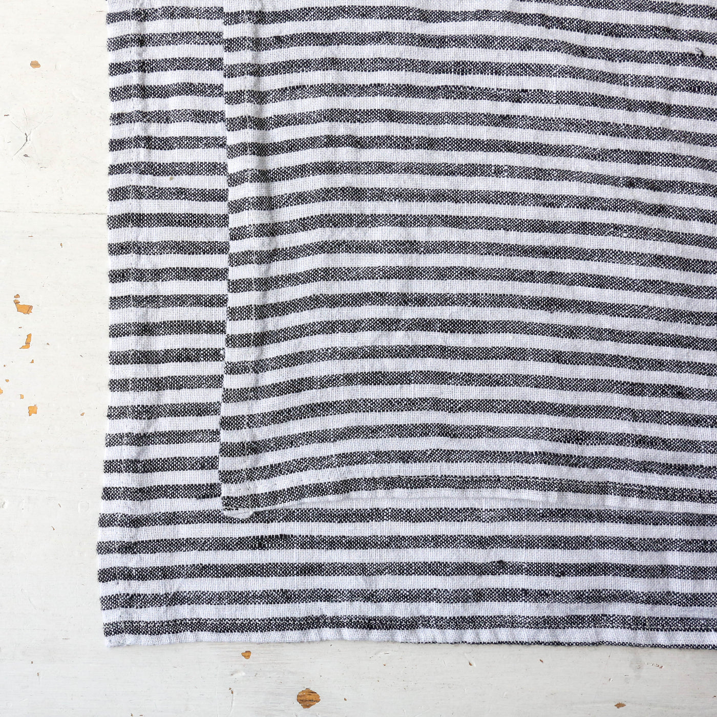 Pair of Washed Linen Rectangular Napkins or Placemats - Charcoal Stripe